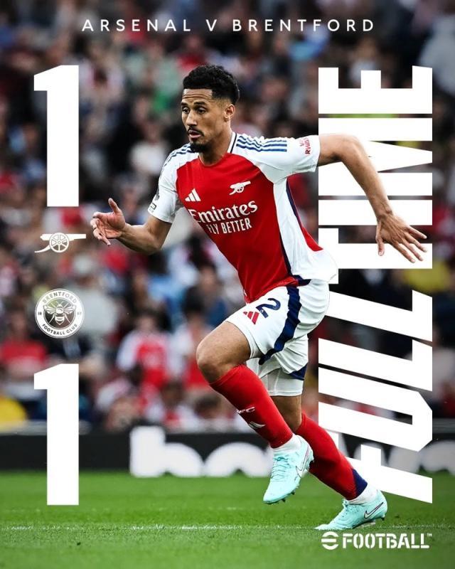 【英超】托马斯破门维萨扳平，阿森纳1比1布伦特福德